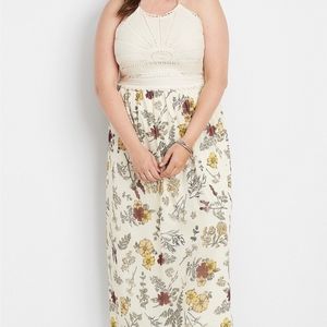 Maurices Crocheted Top Floral Maxi Dress